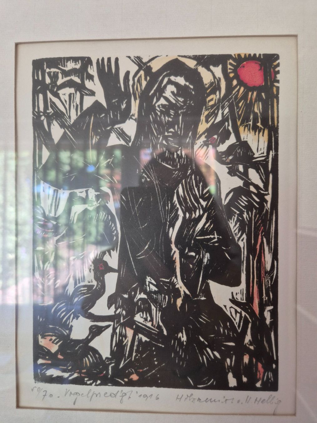 Xilografie: Holzschnitt Vogelpredigt 1916 – Usato da Winterthur venduto da Sarafina66