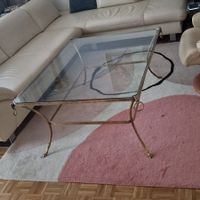 Vintage-Clubsessel aus massivem Messing und Glas (1 cm)