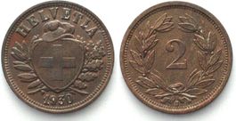 Schweiz 2 Rappen 1930 Bronze ERHALTUNG! vz+