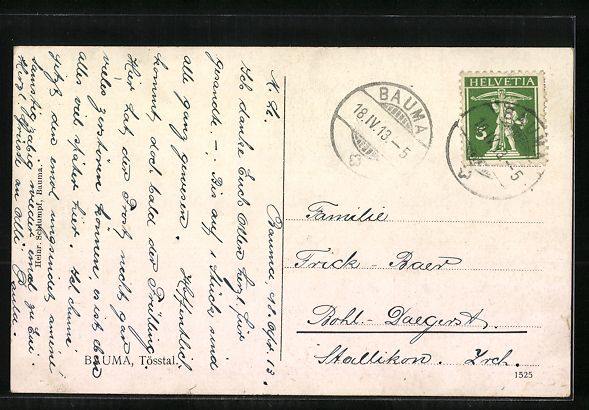 Cartoline postali: AK Bauma, Gesamtansicht, 1913 – Usato da Berlin venduto da bartko-reher 1