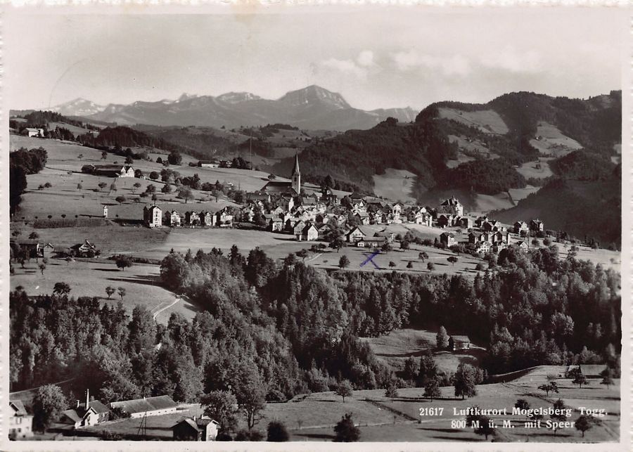 Cartoline postali: Mogelsberg mit Speer, gelaufen 1943 – Usato da Frauenfeld venduto da POML