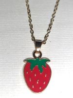 Goldfarbige Halskette mit Erdbeere Anhänger, neu 🍓