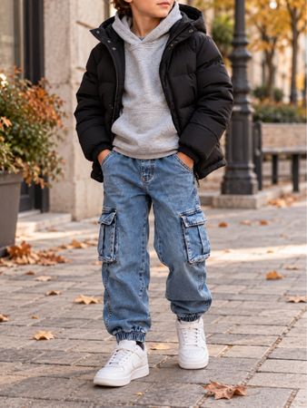 PANTALON CARGO EN JEAN POUR ENFANT