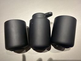 Zone Denmark Badezimmer Set Seifenspender + 2 Becher schwarz