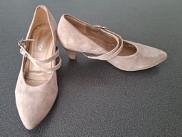 Gabor Spangenpumps Rauhleder rabbit/beige Gr.35