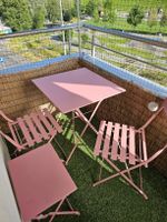 Tisch und Stühle Balkon Set Rosa Metall Klappbar