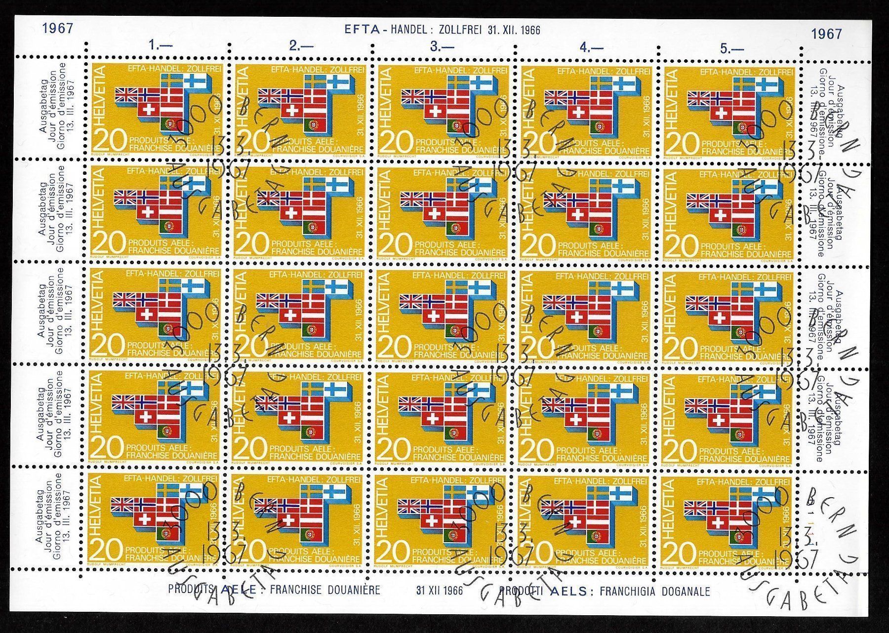 Tutti i francobolli: Bogen Serie 446 - 447 mit diversen Abarten ET 13.3.1967 – Nuovo (secondo la descrizione) da Olten venduto da clotaldi 1