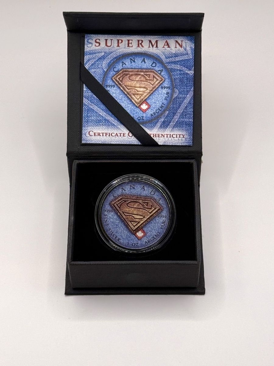 Tutti le monete: Superman Jeans Maple Leaf 1 oz Silber 2016 Black Ruthenium – Nuovo (secondo la descrizione) da Zürich venduto da Circle-9-Coins 2