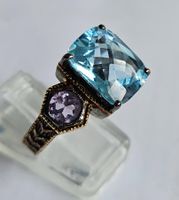 Ring mit blauem Topas und Amethyst Grösse 55 Neu