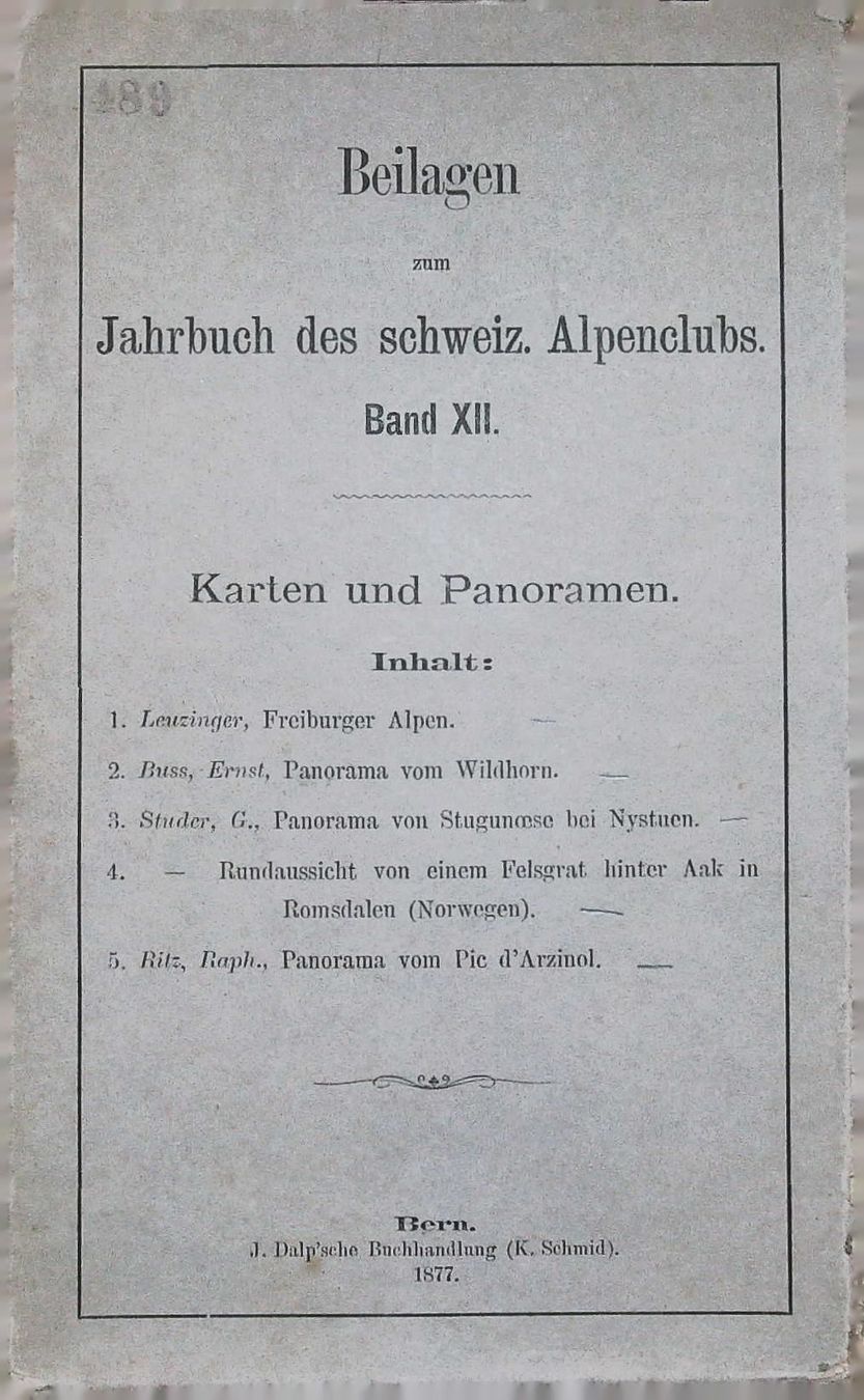 Cartine & Atlanti: Beilagen SAC Nr.  12 1877 – Usato da Rafz venduto da Helvet32