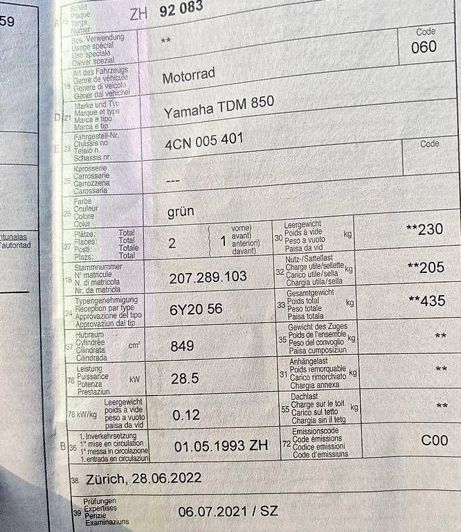 Touring: Yamaha 850 TDM 35KW – Usato da Zürich venduto da Lpatani 3