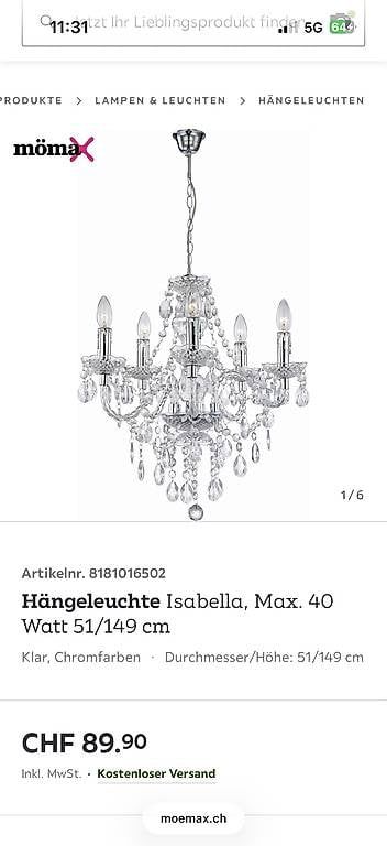 Lustres & lampes de plafonds: Hängelampe isabella – D'occasion à Reiden par Roxy2020