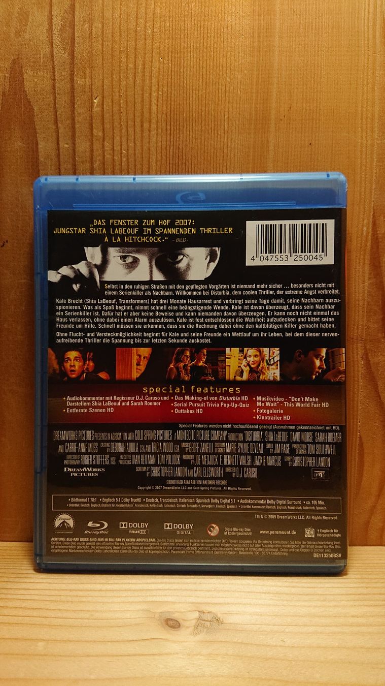 Alle DVDs: DISTURBIA Blu-Ray mit Shia LaBeouf – Gebraucht aus Wilderswil von Exebub 1