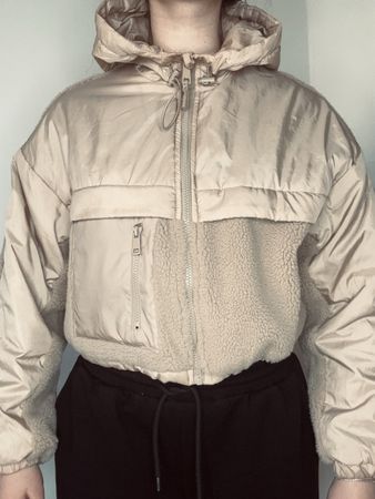 Hooded Fleece Jacket - Beige, Size S - Cosy & Chic!