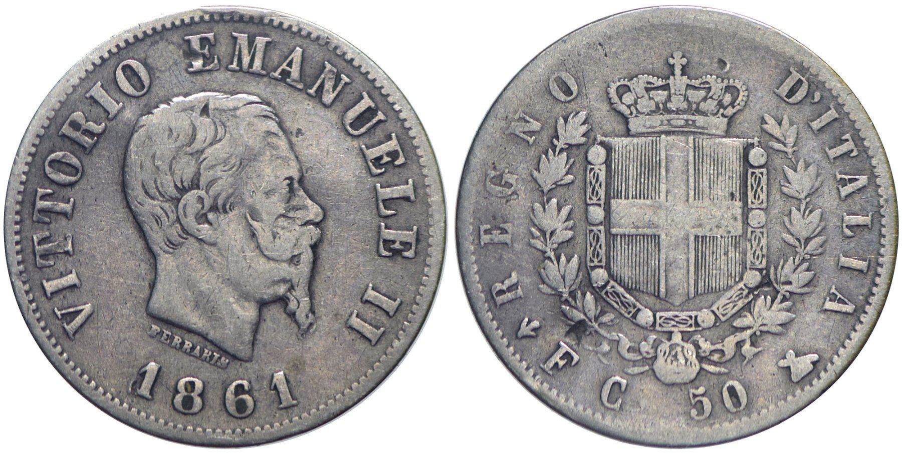 Tutti le monete: Italien, 50 Cents 1861 Firenze – Usato da Chiasso venduto da Novamarketing