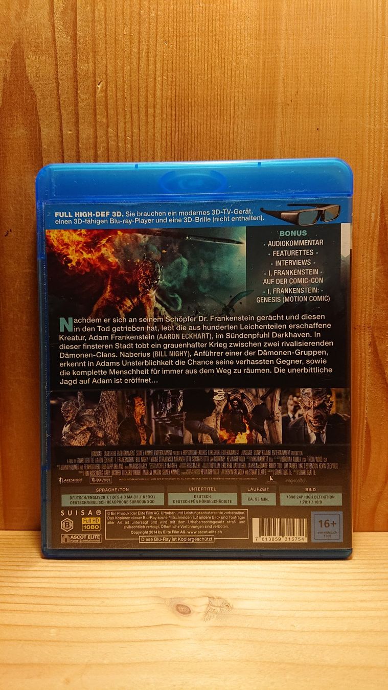 Tutti i DVDs: I. FRANKENSTEIN in 3D Blu-Ray mit Aaron Eckhart – Usato da Wilderswil venduto da Exebub 1