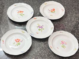 5 Stk. Antike Meissen Porzellan Teller 1.Wahl, ca.1815-1924