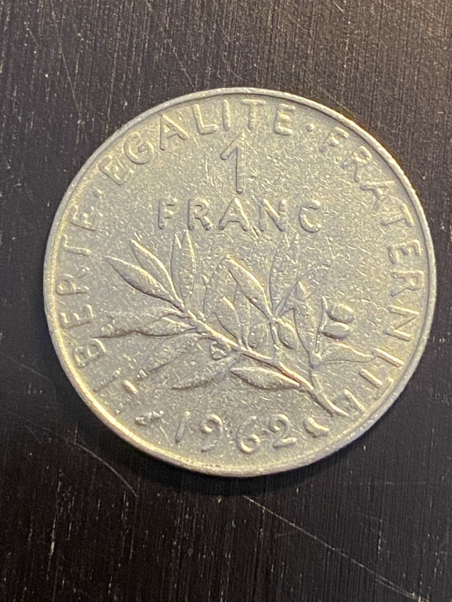 Tutti le monete: France, RARE 1.- FF 1962 Nickel  – Usato da Corsier-sur-Vevey venduto da Ginoarturo 1