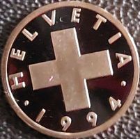 1 Rappen Schweiz 1994 pp / aus Münzsatz/in einer Münzkapsel