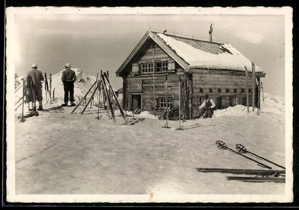 Ansichtskarten: Hörnlihütte, Winteransicht mit Gästen – Gebraucht aus Berlin von bartko-reher