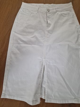 Weisser Jeansrock mit Schlitz, Gr. XL ideal für Sommer!