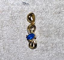 Blauer Saphir Infinity Anhänger ♾️💎✨Silber 925 vergoldet P9