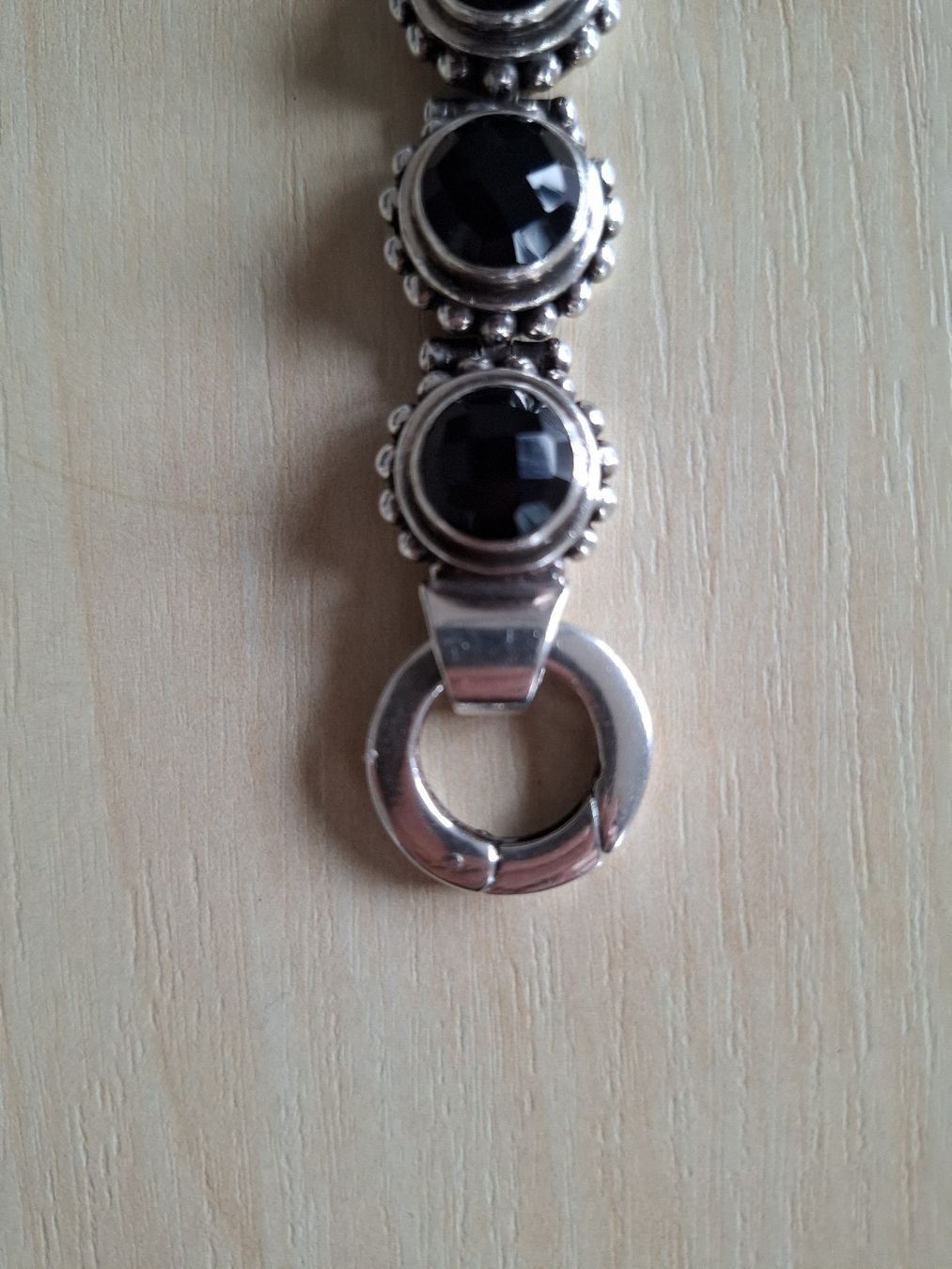 Onyx Bracciali & Braccialetti: Silberarmband massiv mit Onyxsteinen – Nuovo (secondo la descrizione) da Buochs venduto da LUINO7 1