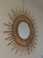 Grosser Rattanspiegel Boho-Spiegel Bambus 75 cm Durchmesser
