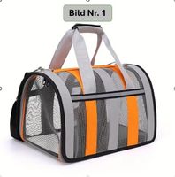 Neue Haustier Transportbox für Hunde/Katzen (orange/grau)