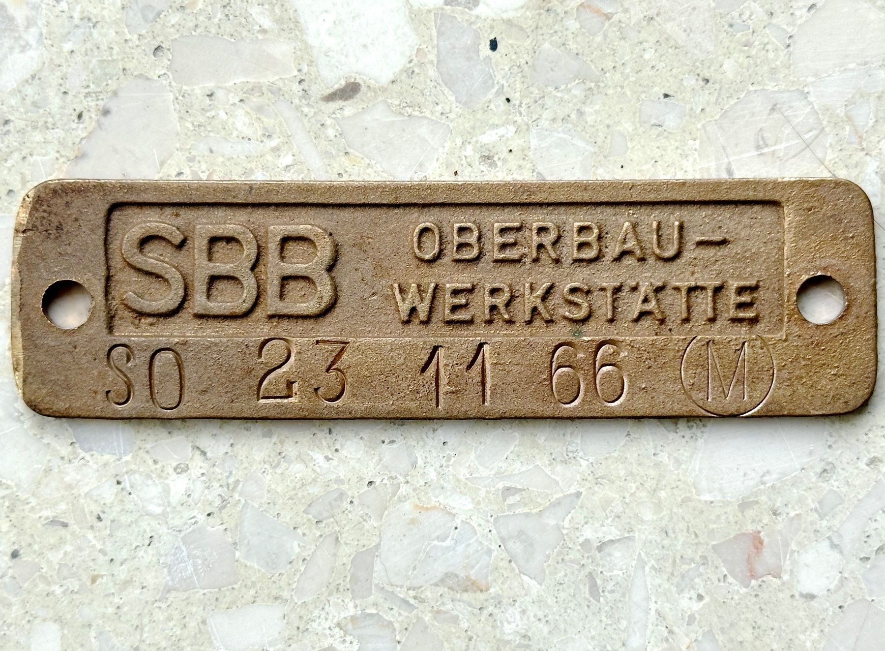 SBB/CFF/FFS Insegne: 23.11.1966 SBB Messing Schild Schweiz ev. Kanton Solothurn – Usato da Seltisberg venduto da quadartswiss