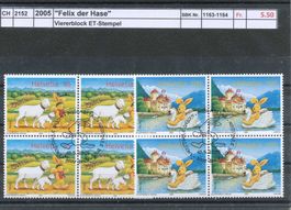 2005 "Felix der Hase" - Viererblock, gestempelt