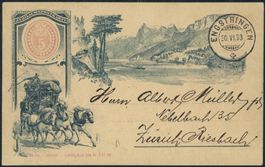 1893 - Postkarte mit Zudruck - Gotthardpost - Engstringen ZH