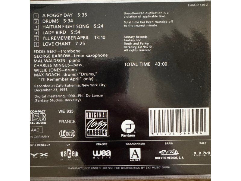 CD: Charles Mingus Quintet + Max Roach (CD OJC) 1955 – Usato da Zug venduto da Mirare9 1