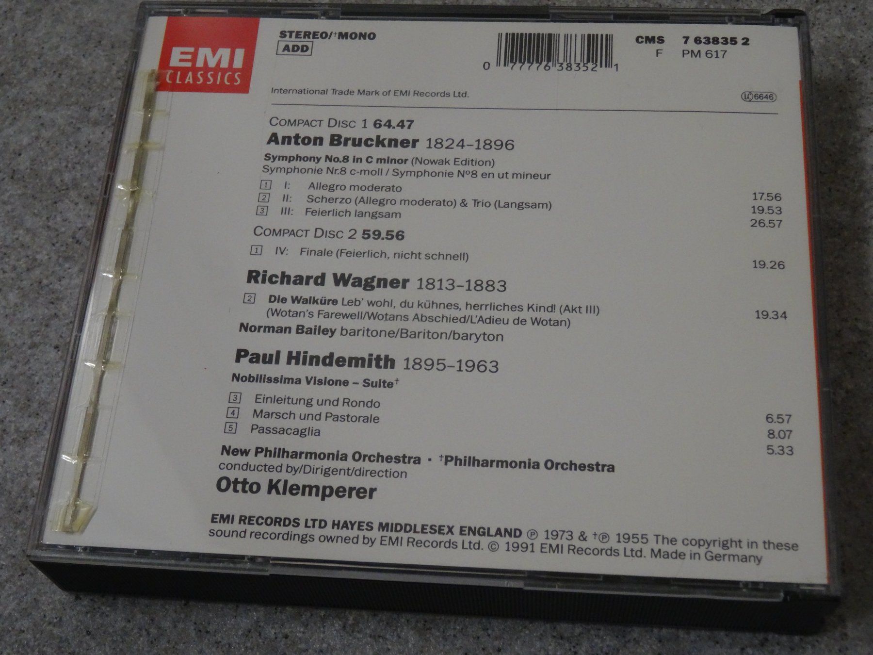 CD: Bruckner Symphony NO.8 ETC. Klemperer CD – Usato da Olten venduto da Disc-Ausverkauf 1