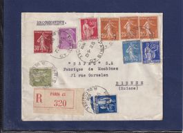 Recommandé - Paris (F) - Bienne - Gurzelen (CH) 1938