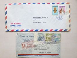 COSTA RICA - 2 Bedarfsbriefe, gelaufen 1968 + 1983 >Schweiz