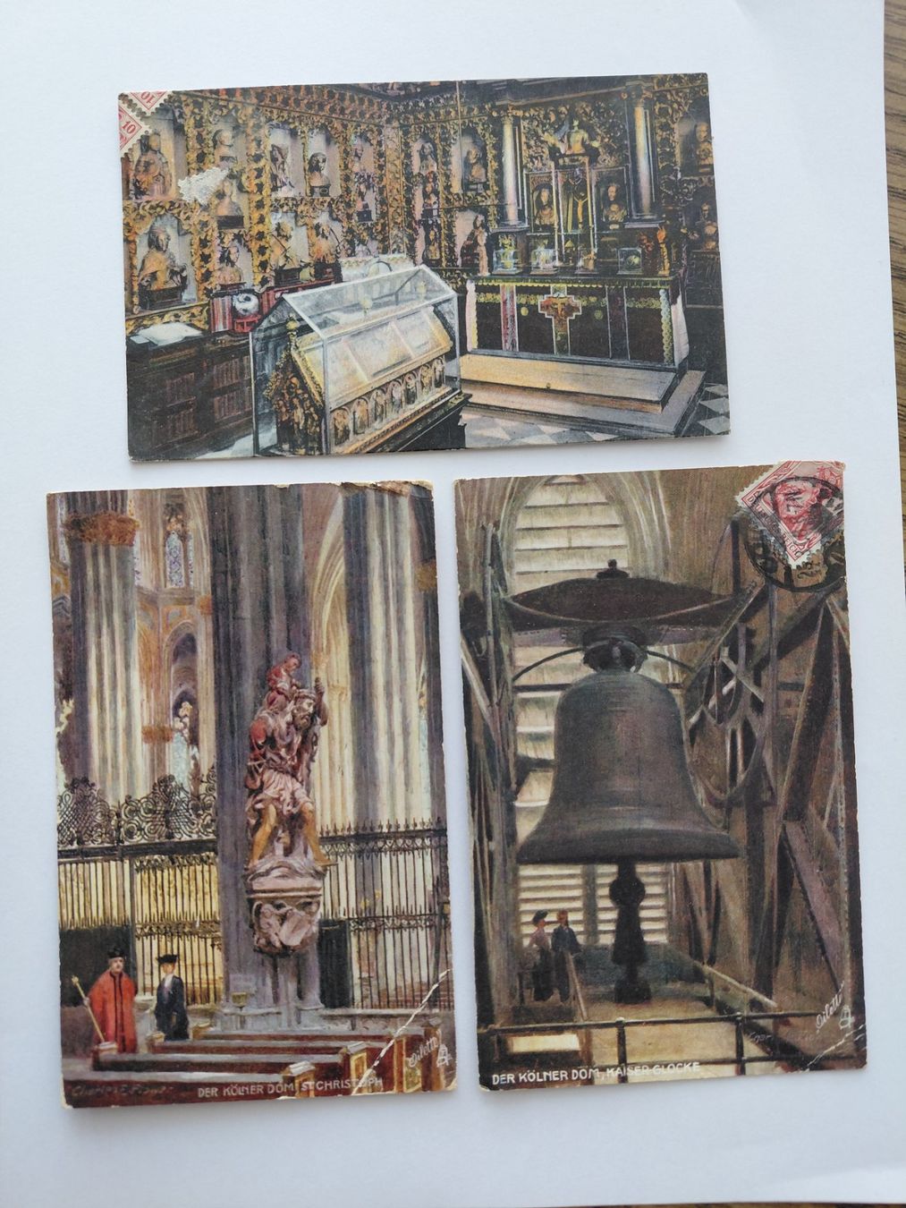 Ansichtskarten: 3 Alte Ansichtskarten Kölner Dom m. Glocke und St. Christoph – Gebraucht aus Wattwil von yburgler