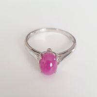 Wunderschöner 925 Silber Ring mit rosa Stein, Grösse 17.5