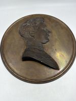Wandrelief Bronze Dame Profil rund antiker Zustand