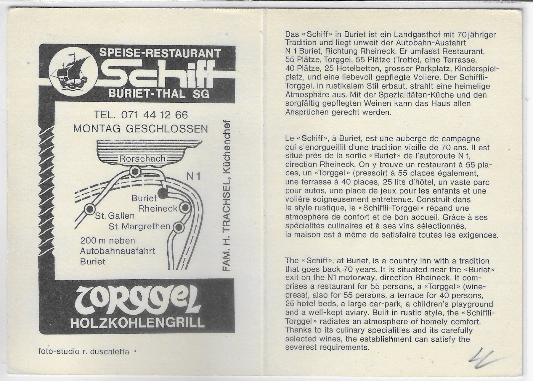 Cartoline postali: Buriet-Thal SG - Restaurant Schiff – Usato da Ettingen venduto da Kartenplanet 1