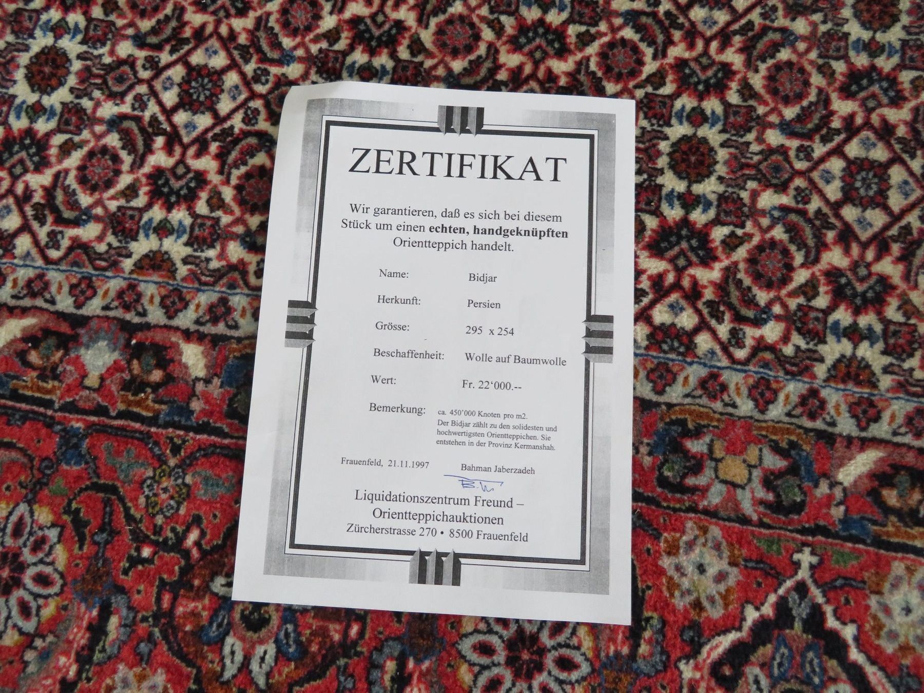 Bidjar Tappeti: Orientteppich mit Zertifikat Fr. 22000.- – Usato da Pfyn venduto da sagenruthe