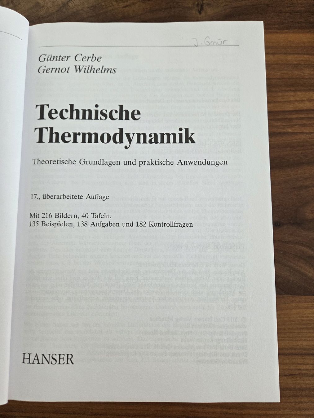 Livres: Technische Thermodynamik Cerbe Wilhelms 17. Auflage – D'occasion à Hinwil par Jessica13 1