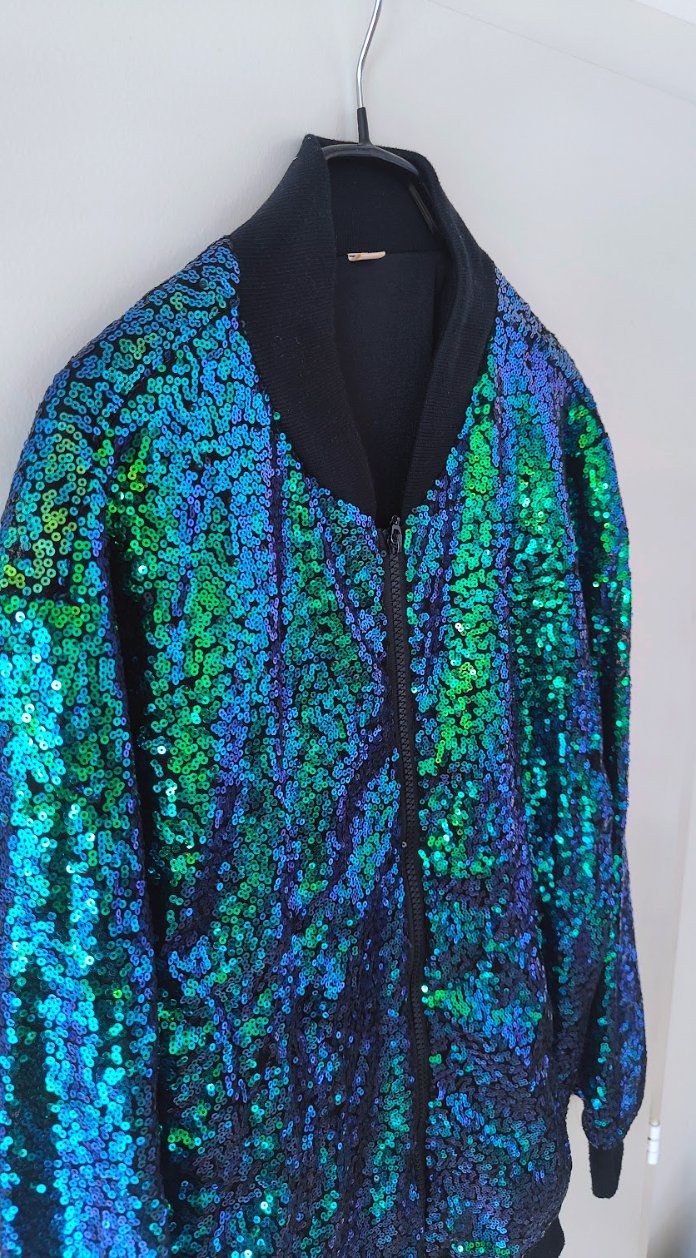 Giacche: Bomber sequins iridescent – Effet turquoise/vert/bleu - S – Usato da Lausanne venduto da dharmand 3