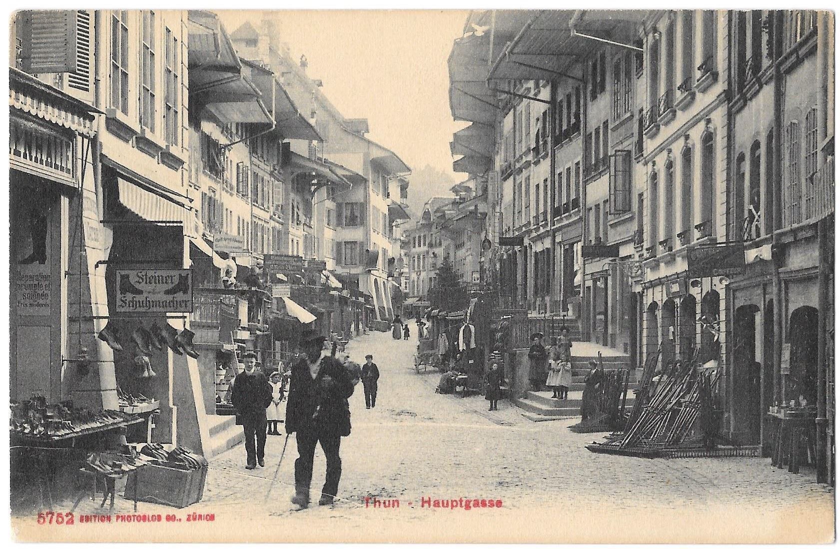 Cartoline postali: Thun Hauptgasse sehr belebt – Usato da Olten venduto da clotaldi