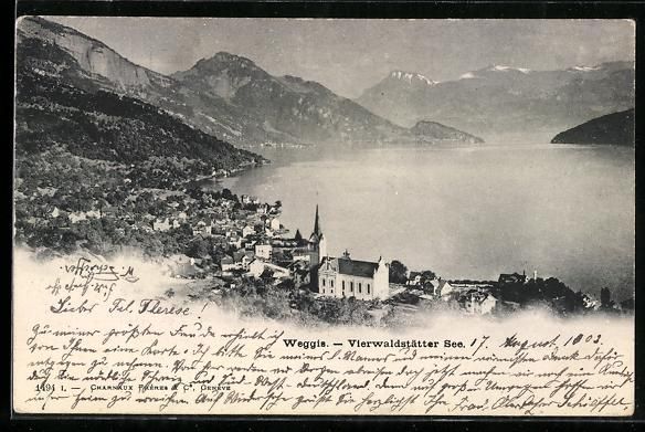 Ansichtskarten: Weggis /Vierwaldstättersee, Ortsansicht – Gebraucht aus Berlin von bartko-reher
