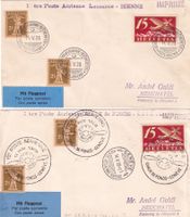 Erster Flug Lausanne-Bienne und La Chaux-de-Fonds-Genf 1928