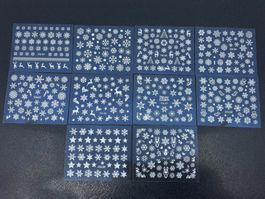 Schneeflocken Nail Art Set mit 10 Bögen No1