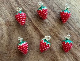 Charms Erdbeeren zum Basteln, 6 Stück
