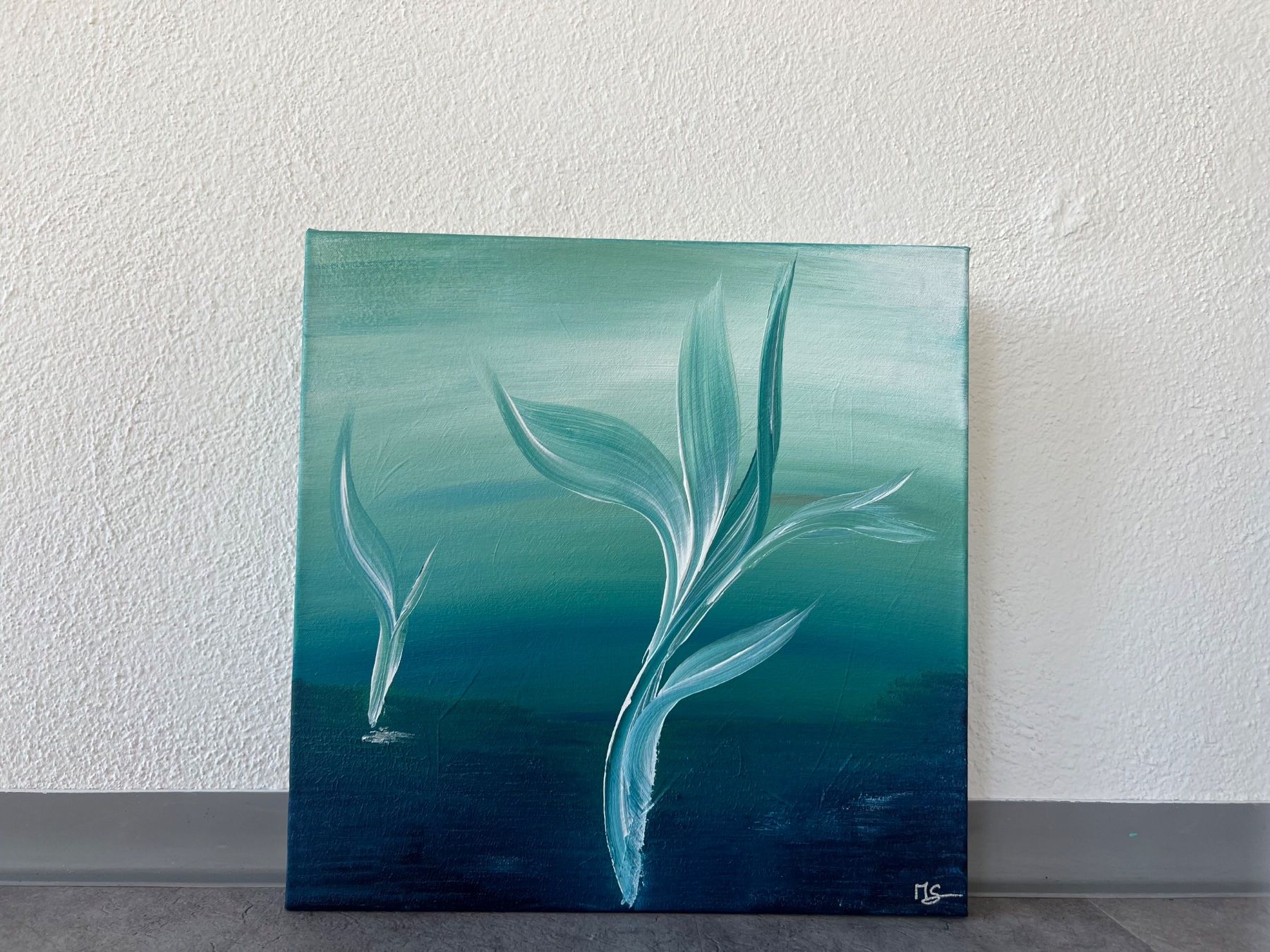 Dipinti: 40x40cm Bild grünblau "Stillness" – Nuovo e nell'imballaggio originale da Urdorf venduto da manuela4 3
