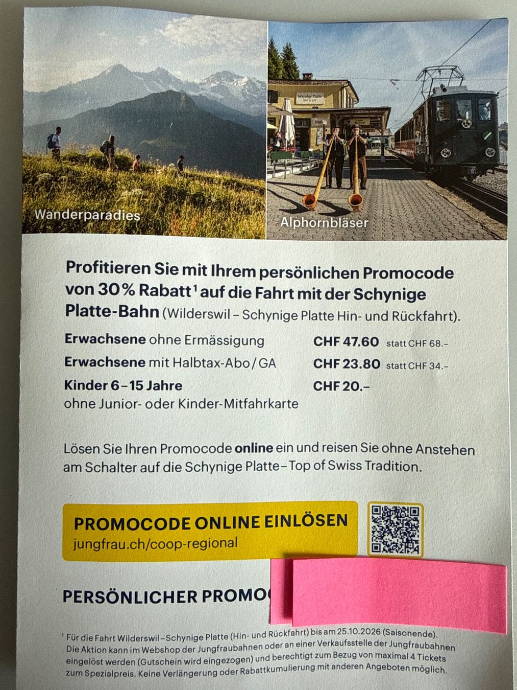 Gutscheine: Schynige Platte -Rabattgutschein – Neu (gemäss Beschreibung) aus Heimberg von Barb5705 2